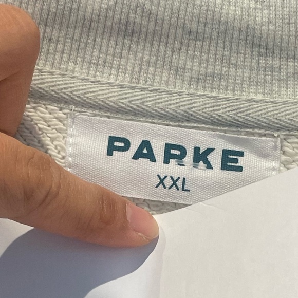 PARKE Back to School Varsity Mockneck Sweatshirt Heather Grey and Denim XXL - Picture 3 of 6